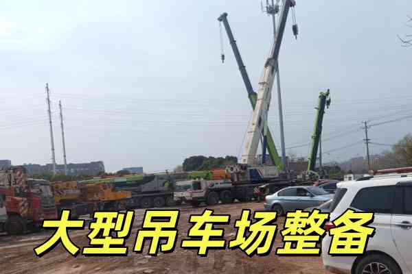 扬州大型吊车停车场实拍 中联100吨至600吨重型起重机整备